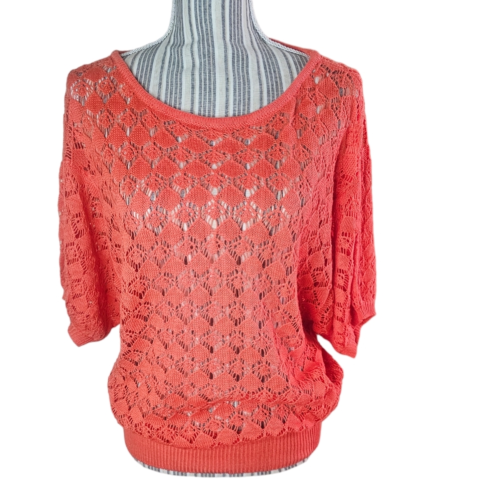 Jaclyn Smith women's spring/summer orange short sleeve knit sweater size L